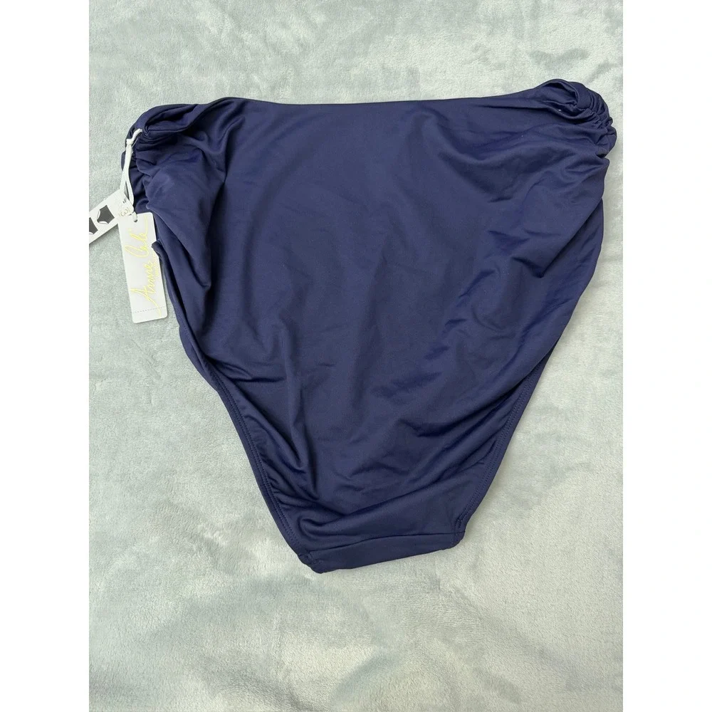 NWT Anne Cole Swim Bottom Womens Navy Convertible Ruched 18W $64